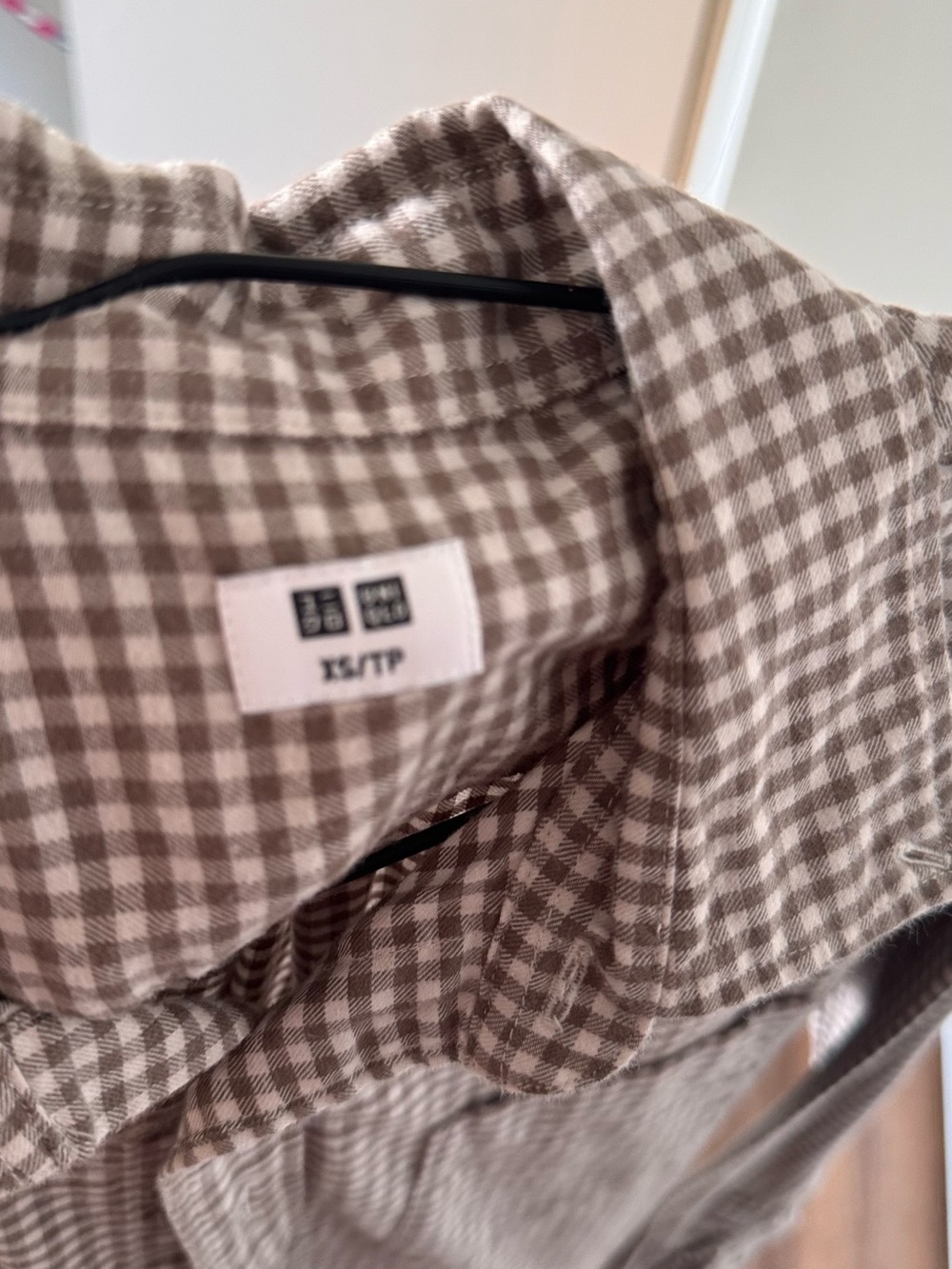Uniqlo Brown and White Gingham Button-Down Shirt